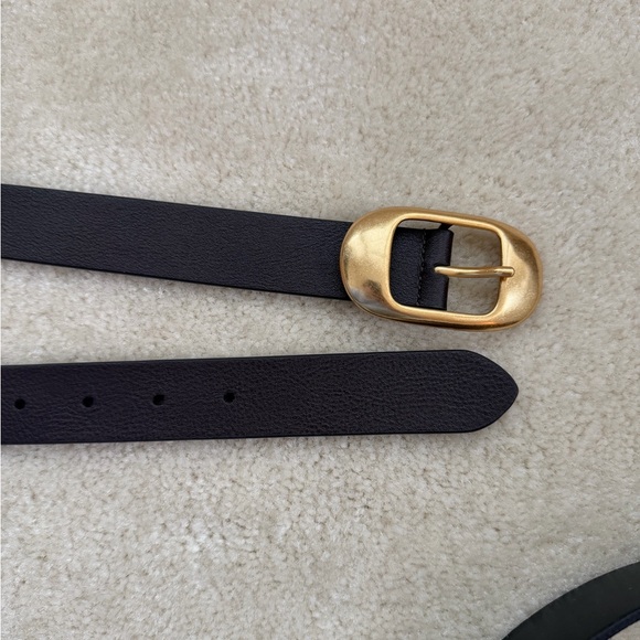 Favorite Daughter Skinny Jean Brown Leather Belt with Gold Brass Buckle sz small